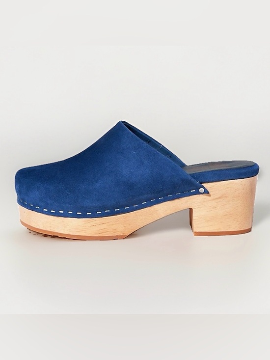 Charlotte Stone Shoes - Charlotte Stone Martino Vibrant Blue Leather Suede Low Clogs Size US 10.5, EU 41